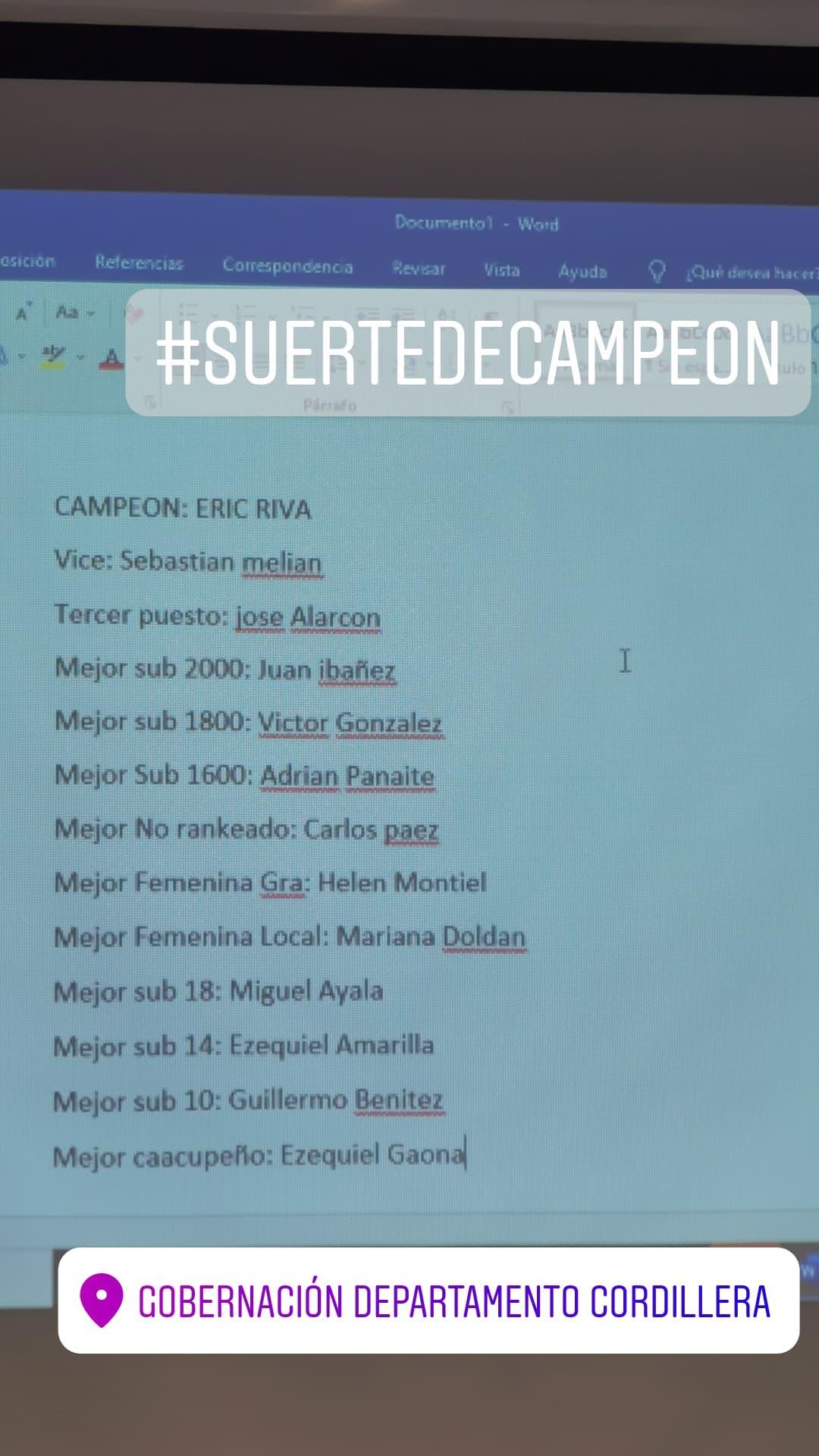 Premiación del Encuentro de Ajedrez en la Cumbre en Caacupé